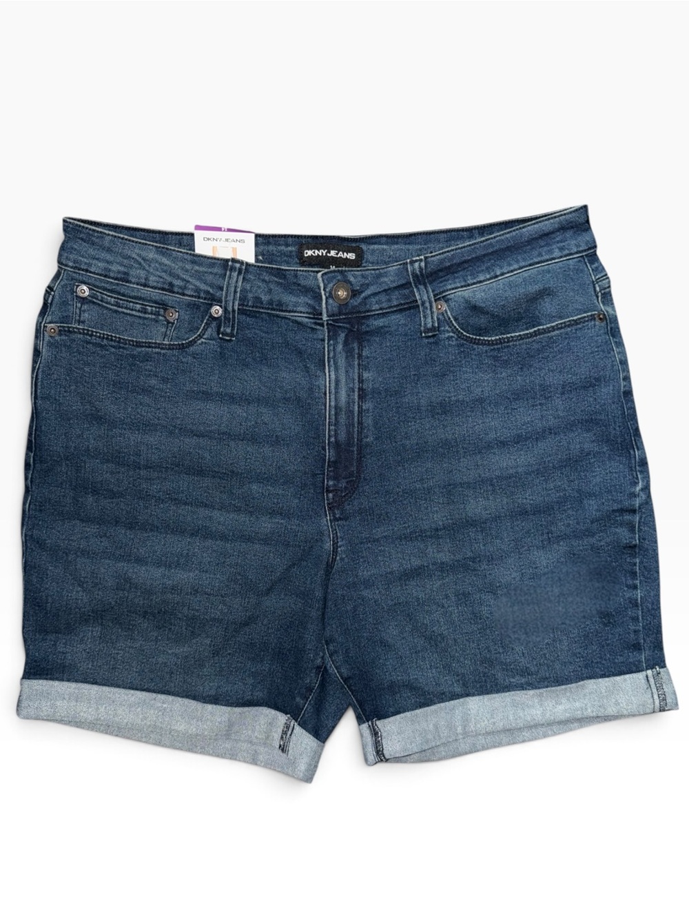 DKNY Dark Blue Rolled Hem Denim Shorts